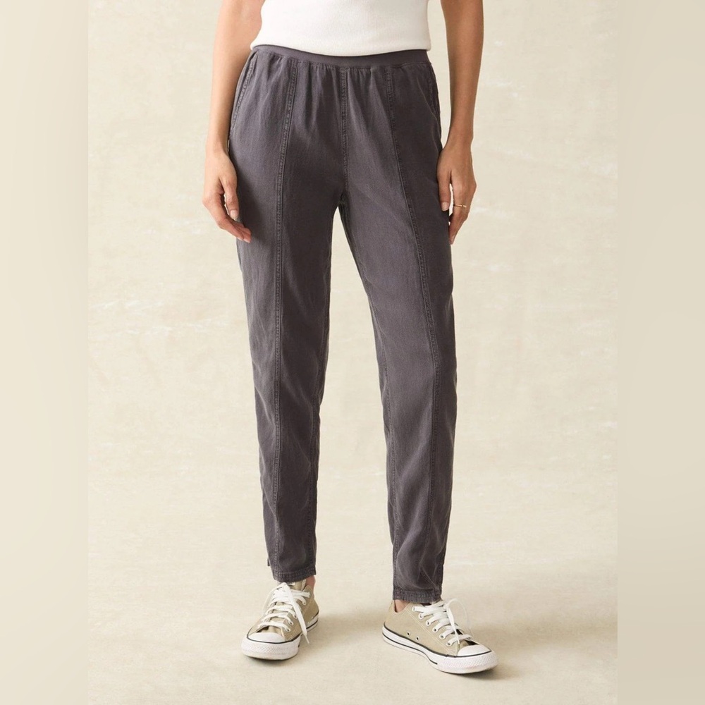 Faherty Arlie Linen Tencel Jogger Pants Black Pull On Size M
